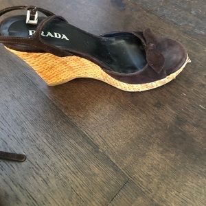 Prada platform brown suede sandal